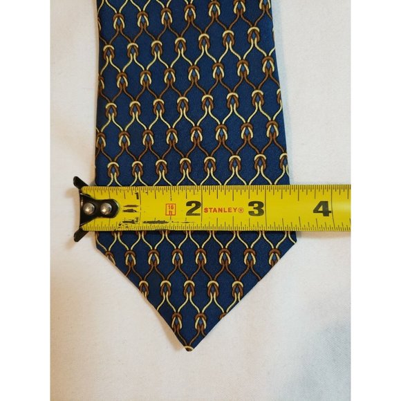 Hermes 100% Authentic Silk Tie  Geometrical Patterns Knots Navy Blue - Picture 11 of 12